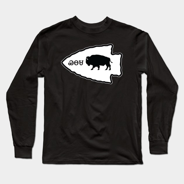 Cherokee Bison Arrowhead Long Sleeve T-Shirt by Brightfeather